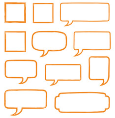 Trendy speech bubbles for social media and web design in modern orange color