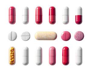 Top-View Prescription Drugs PNG Isolated on White Background
