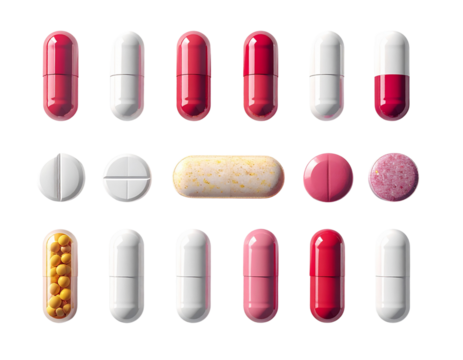 Top-View Prescription Drugs PNG Isolated on White Background