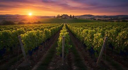 Naklejka premium Epic Cinematic Mountain Landscape with Dramatic Clouds at Sunrise