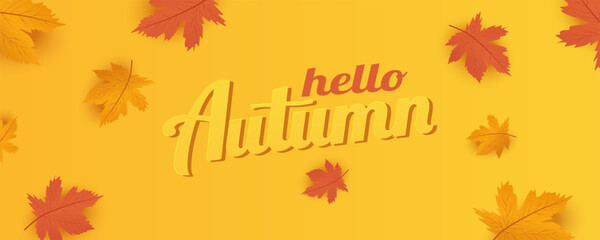 Autumn sale banner template for backgrounds. Vector illustration with colorful falling leaves. A vibrant autumn banner for seasonal discount offers, advertising, posters, and design.