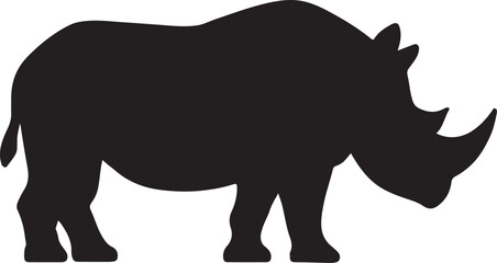 Rhino silhouette vector, wild animal illustration, perfect for safari, wildlife, and nature designs.