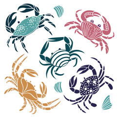 Naklejka premium a group of colorful crabs 