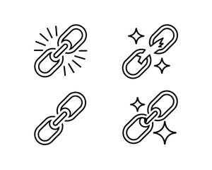 Chain link icons representing connection strength and breakage broken