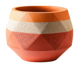 Decorative geometric pot home style isolated on transparent background