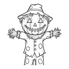 Fototapeta premium A black and white drawing of a cartoon scarecrow figure