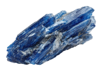 Mining blue kyanite crystals natural environment mineral isolated on transparent background