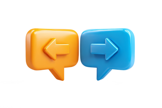 Colorful Arrow Speech Bubbles Yellow and Blue Direction Indicators