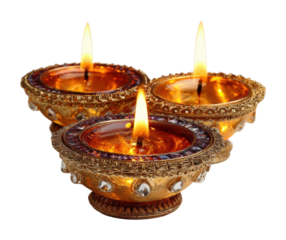 Celebratory diwali lighting home decorative candles warm ambiance isolated on transparent background