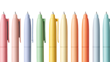 Row of pastel-colored pens