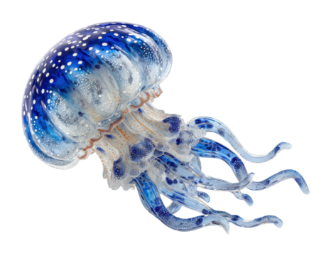 Majestic jellyfish swimming in ocean underwater nature scene isolated on transparent background