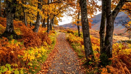 Autumnal pathway through a forest