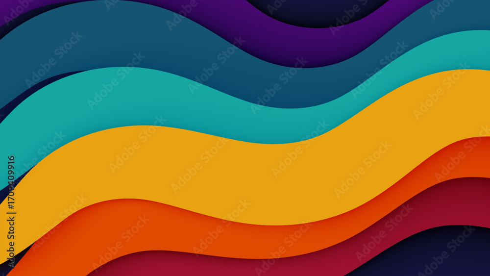 Wall mural abstract colorful vector background with flowing waves design illustration