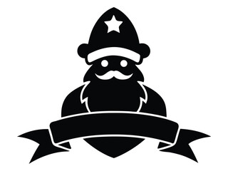 santa ribbon star vector icon