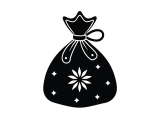 santa s gift bag vector icon