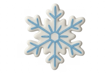 Delicious snowflake shaped christmas cookie with blue icing on transparent background