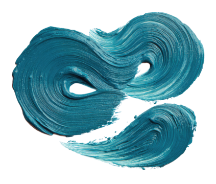Teal paint swirls forming abstract face