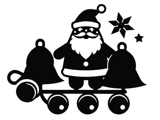 santa snowy sleigh bells vector icon