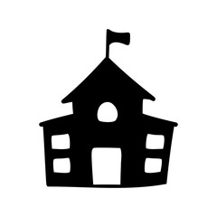 School building vector silhouette, School building icon