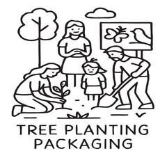  Biodiversity conservation A family participating in a tree planting for wildlife conservation event vector icon