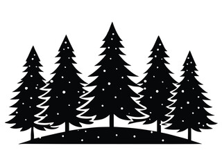 snow covered pine forest vector icon