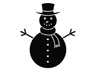 snow covered snowman vector icon
