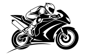 Motorcycle Racer Silhouette | Sport Bike Racing Illustration