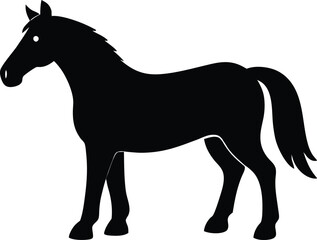 Clydesdale Horse Black Silhouette Vector Illustration. Minimalist Clydesdale Horse Vector Icon