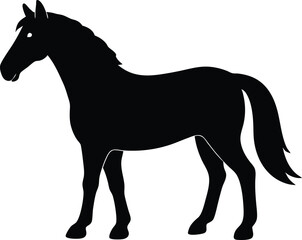 Clydesdale Horse Black Silhouette Vector Illustration. Minimalist Clydesdale Horse Vector Icon