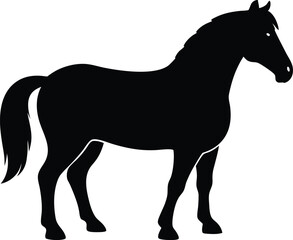 Clydesdale Horse Black Silhouette Vector Illustration. Minimalist Clydesdale Horse Vector Icon