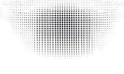 Black and white halftone dot pattern with gradient shading in minimalist abstract geometric grid design on white background vector illustration for graphic design and texture use
