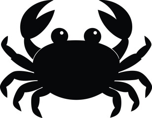 Minimalist Crab Logo Vector Icon Silhouette. Black Crab Silhouette on White Background Vector