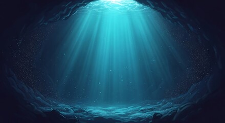Submerged Cave Sunlight Underwater.