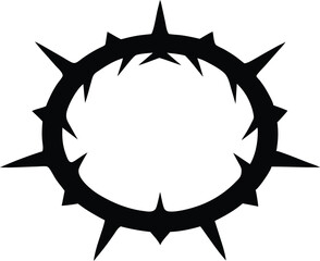 Minimalist Crown of Thorns Flat Vector Icon. Black Crown of Thorns Silhouette SVG/EPS Cut File