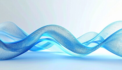 Fototapeta premium Digital Technology Wave with Shining Blue Gradient Lights