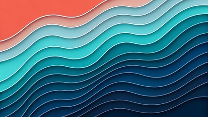 Fototapeta premium Ocean-Inspired Paper-Cut Layered Gradient Wave Background 
