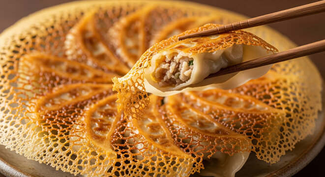 Hanetsuki Gyoza Lifted with Chopsticks