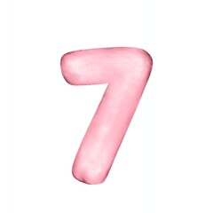number 7 in a cute pink balloon vector illustration