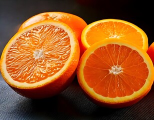 Sliced Oranges on Dark Surface