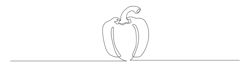 Continuous Line Art: Single Line Drawing of Bell Pepper