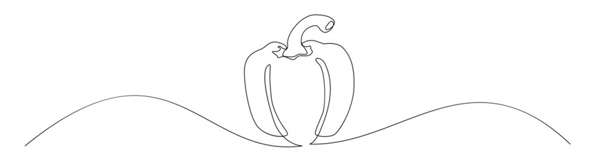 Continuous line art of a bell pepper
