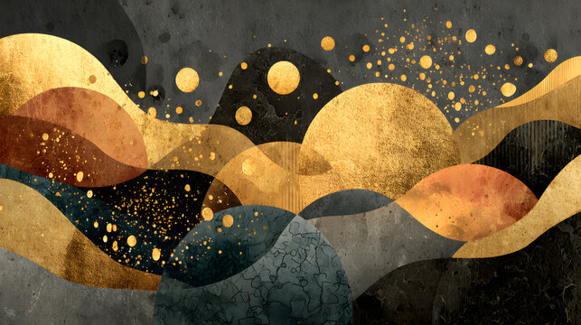 Dark Gold Abstract Illustration &ndash; Modern Luxury Art Design