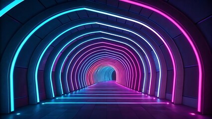 Fototapeta premium Futuristic Neon Glow Paper-Cut Layered Gradient 3D Background 
