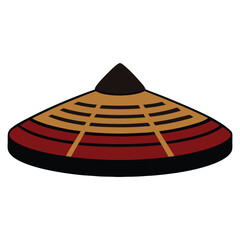 Traditional Korean Gat Hat with Bamboo and Horsehair Vector Illustration