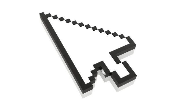 cursor arrow against a clean white background, representing computer interaction and digital navigation