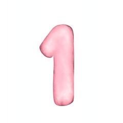 number 1 in a cute pink balloon vector illustration