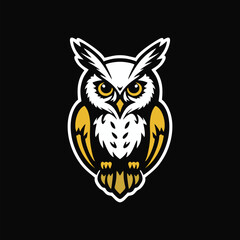 White yellow owl design vector art illustration