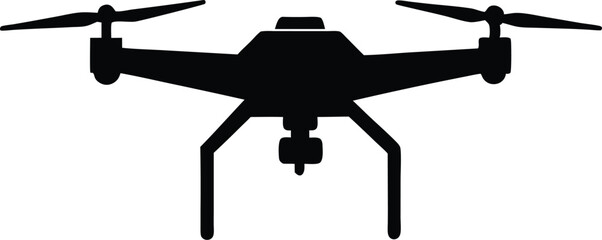 Drone Black Silhouette, Flat Vector Icon, Modern Drone Icon, Flat Silhouette Vector Graphic