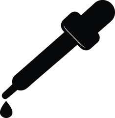 Dropper Black Silhouette, Flat Vector Icon, Liquid Dropper Silhouette, Flat Design Vector Illustration