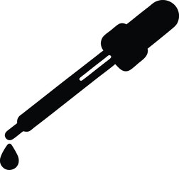 Dropper Black Silhouette, Flat Vector Icon, Liquid Dropper Silhouette, Flat Design Vector Illustration